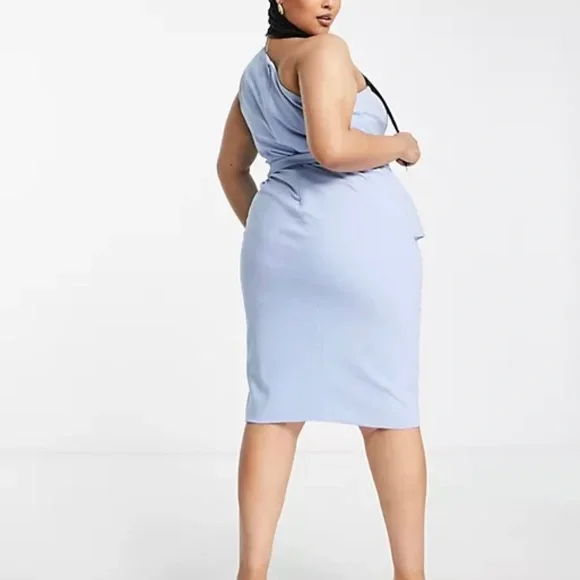 Lavish Alice one shoulder orgami blue dress size 14 NWT bridesmaids - Picture 2 of 3